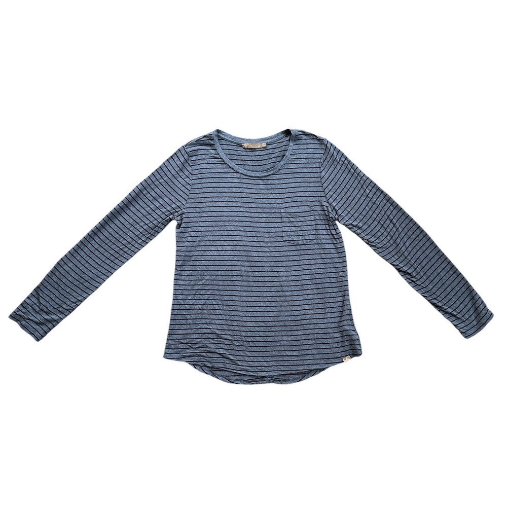 Pranaโ Striped Long Sleeve Pocket Tee Womens Medium Blue Black Excellent